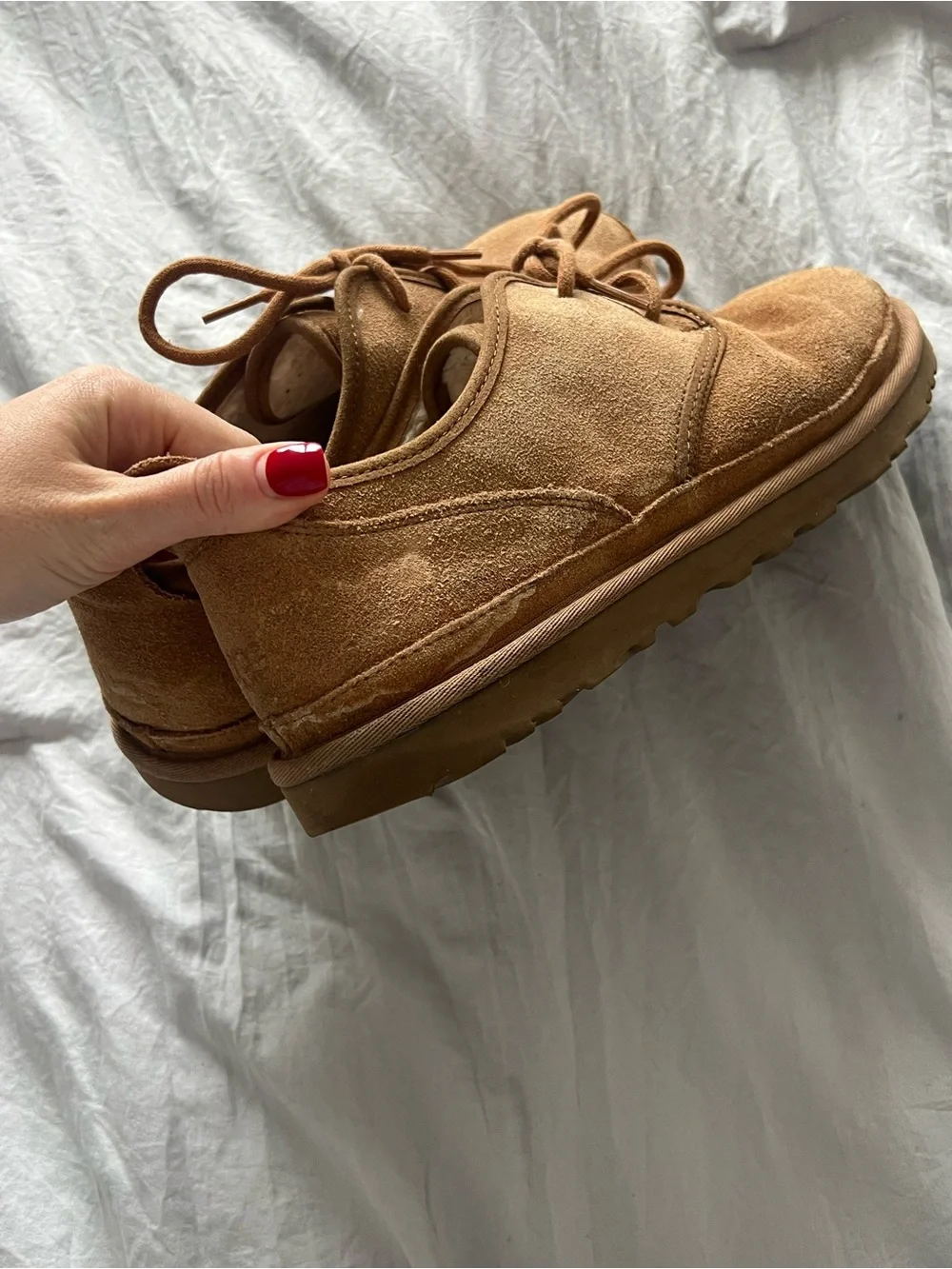 UGG Suede Lace-Up Shoes in Chestnut Tan